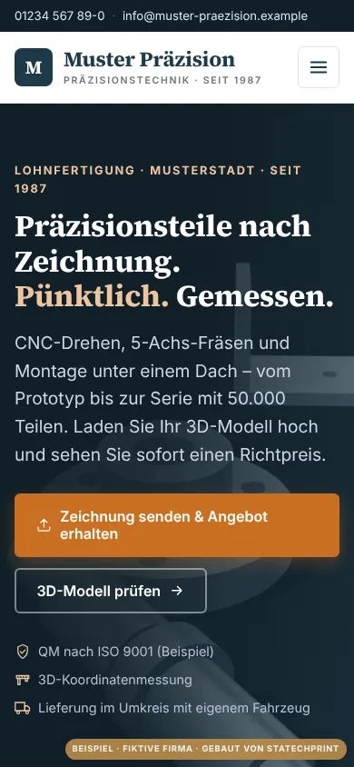 Beispielseite am Handy